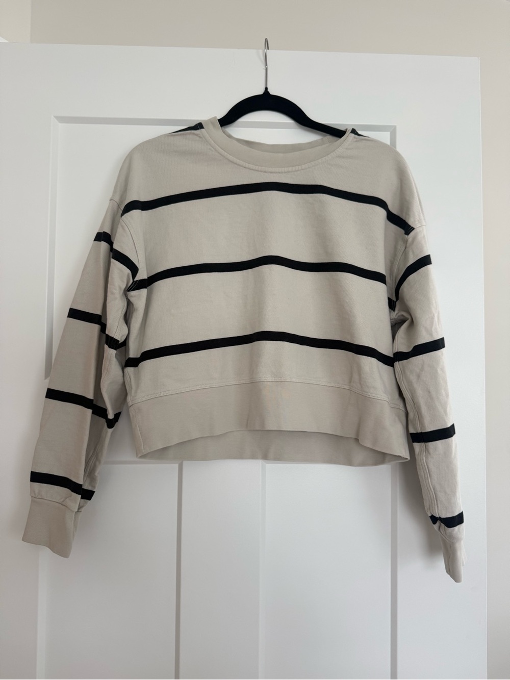 Lululemon Black & White Striped Crewneck